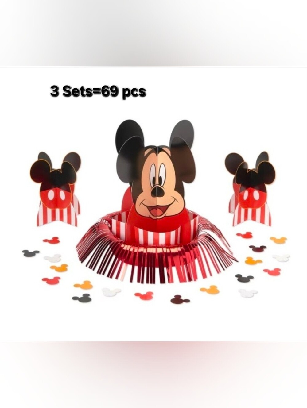 3 Full Sets Mickey Mouse Birthday Party Table Decoration Kit 9pcs +60 Confetti